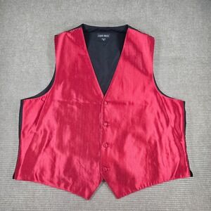 Larr Brio Mens XL Red Textured 4-Button Adjustable Back Formal Suit Vest